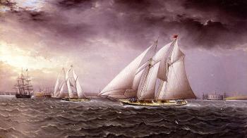 詹姆斯 E 巴特斯沃思 Schooner Race in New York Harbor 詹姆斯 E 巴特斯沃思 Schooner Race in New York Harbor
